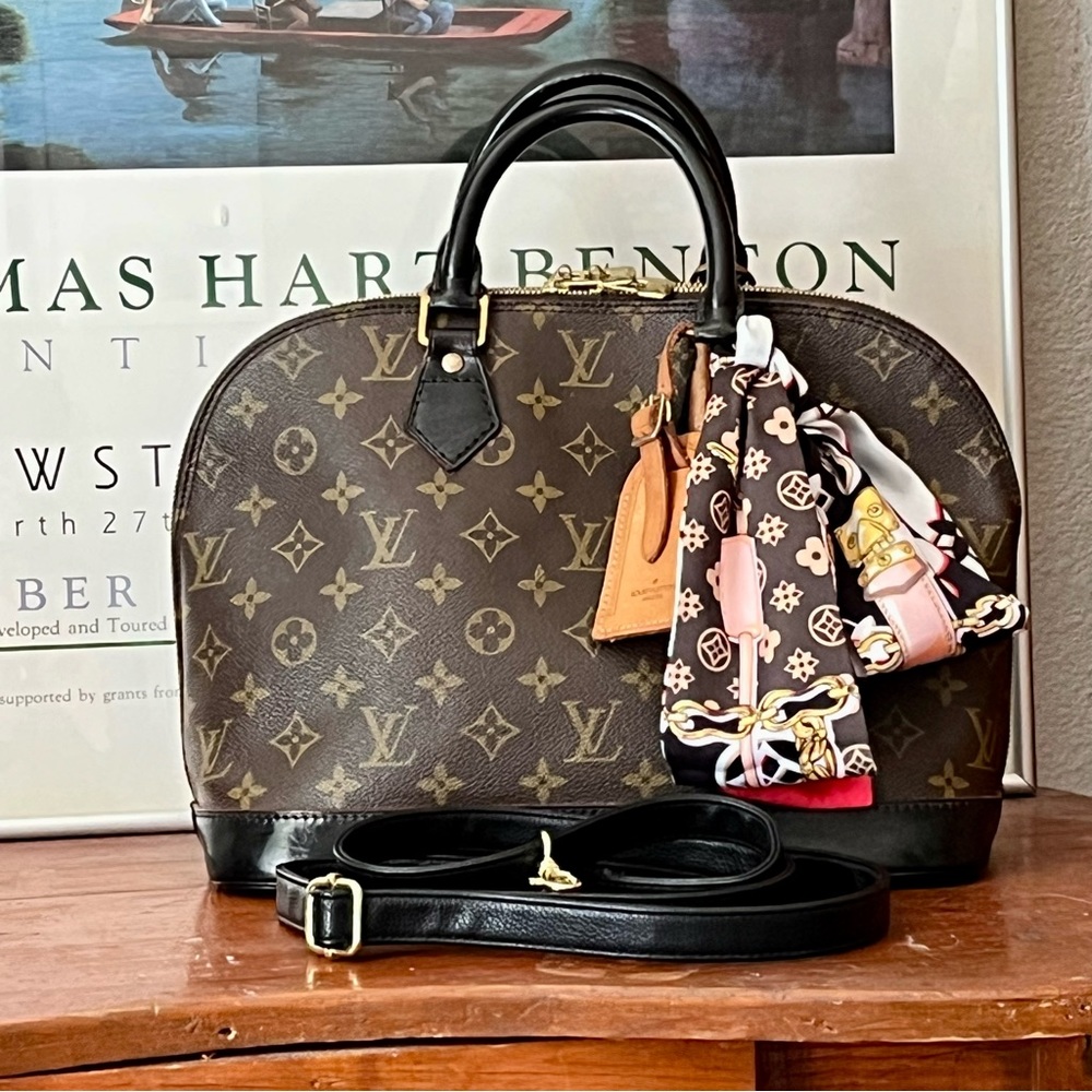 Louis Vuitton Alma Crossbody w Black Handle (Scarf Not Included)